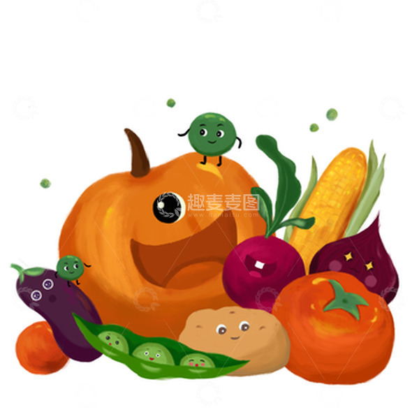 源文件下载【趣麦麦图】橙色趣味秋天秋分丰收农作物水果手绘图