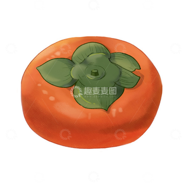 源文件下载【趣麦麦图】橙红色卡通一枚成熟的柿子秋分手绘图