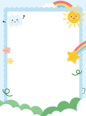 蓝天白云彩虹可爱清新卡通手绘背景