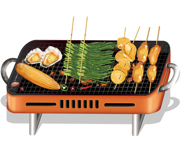 手绘大气烧烤美食