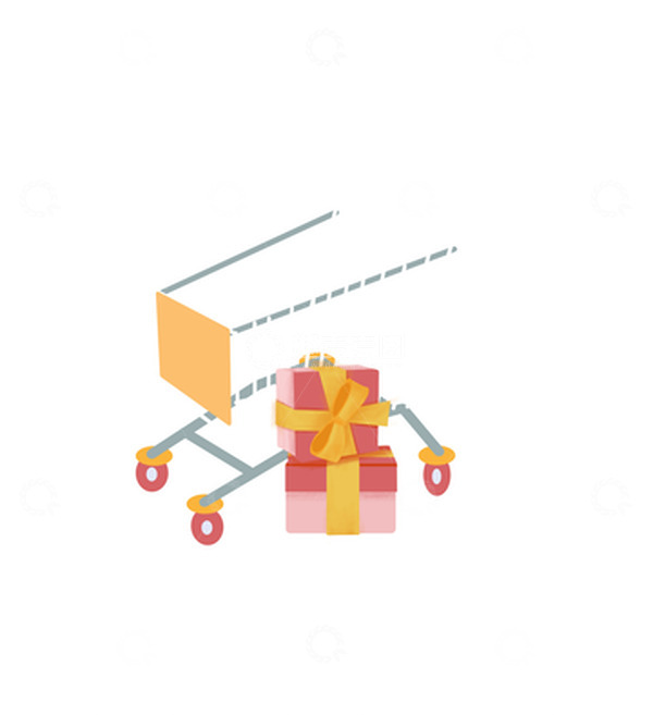源文件下载【趣麦麦图】白色小清新手绘电商购物车礼物插画