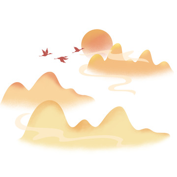 黄色国风秋天秋分节气手绘图