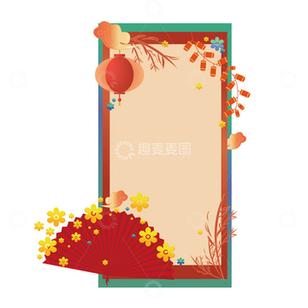 源文件下载【趣麦麦图】国庆元旦中国风灯笼装饰插画框