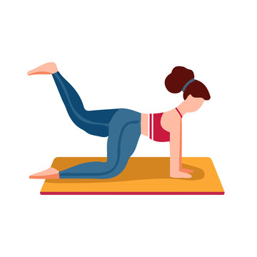 人物健身运动瑜伽女孩扁平插画