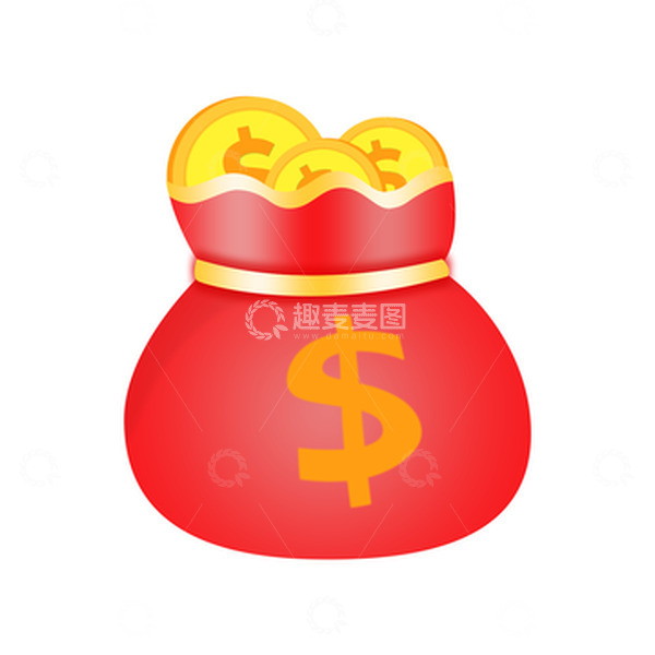 源文件下载【趣麦麦图】卡通可爱红色金币福袋