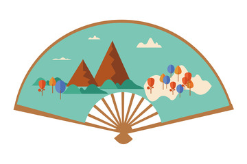 复古风扇子秋天古典元素