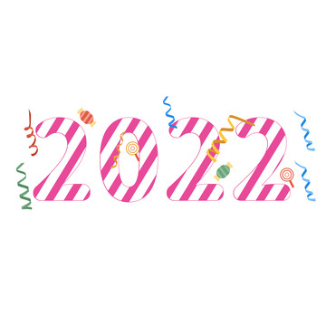 洋红糖果装饰数字2022