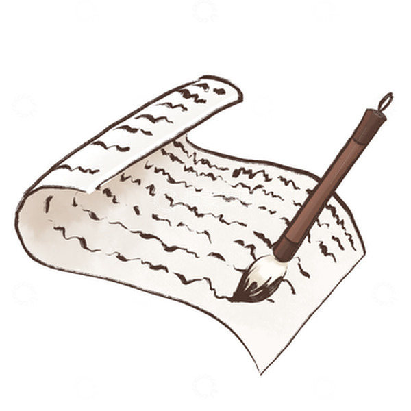 源文件下载【趣麦麦图】水墨风格毛笔书写纸张装饰