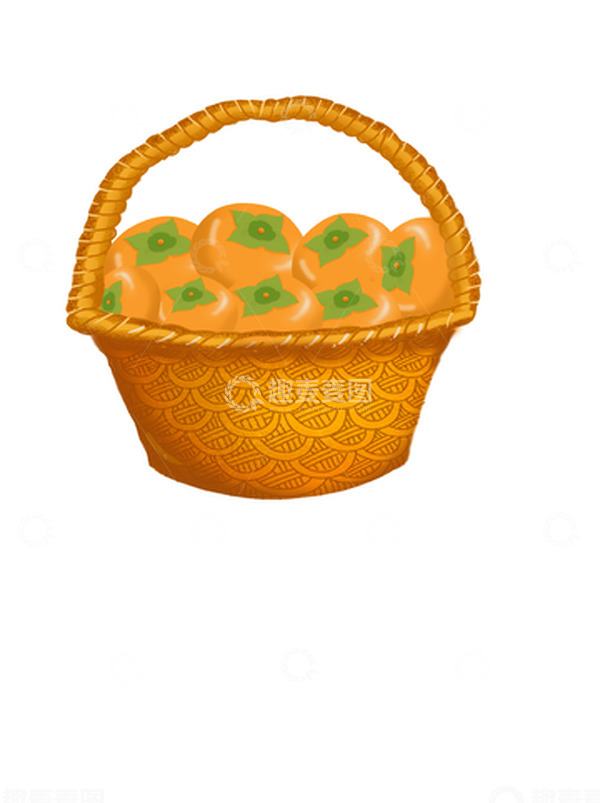 源文件下载【趣麦麦图】篮子立秋秋分秋季秋日秋天柿子手绘水果元素