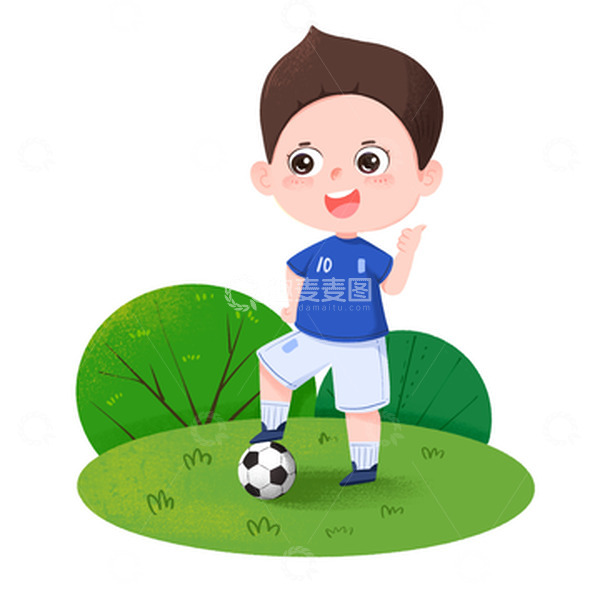 源文件下载【趣麦麦图】手绘练习足球运动的男孩人物元素