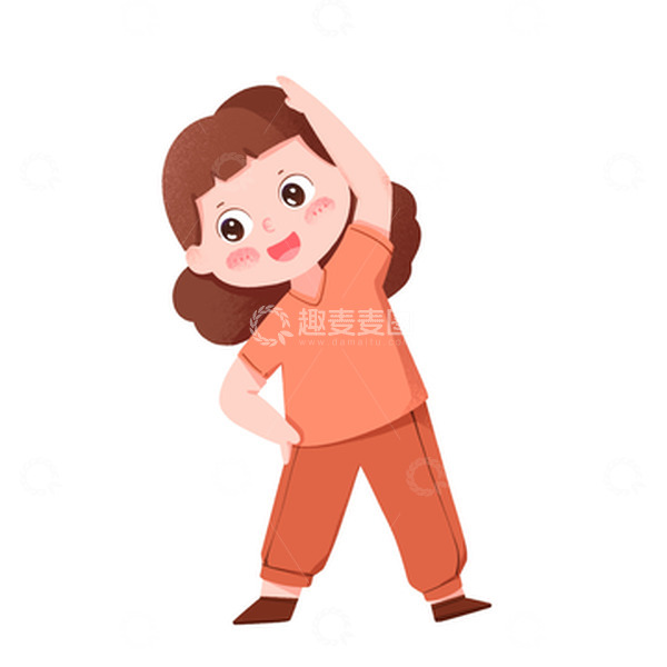 源文件下载【趣麦麦图】手绘女孩跳健身操锻炼健身元素