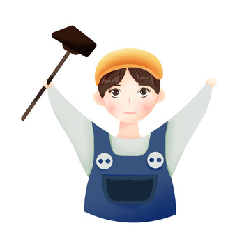 手绘卡通工人头像装饰元素