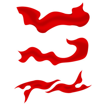 国庆矢量红色丝带绸缎红飘带免抠素材