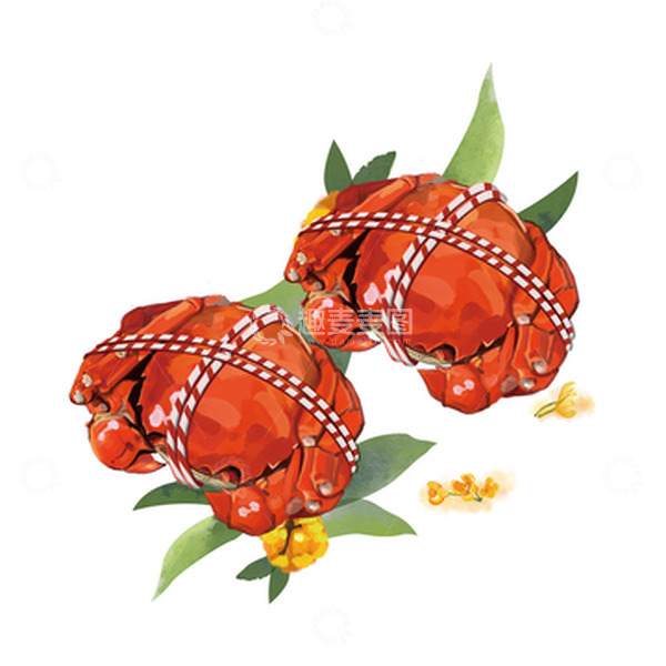 源文件下载【趣麦麦图】秋季秋分桂花美食螃蟹大闸蟹手绘