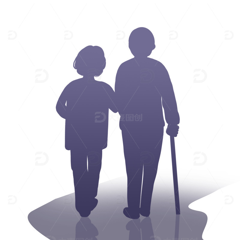 重阳节老人剪影人物