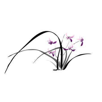 重阳节水墨淡彩兰花矢量素材