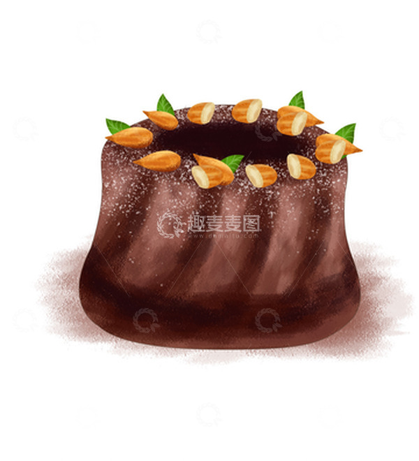 源文件下载【趣麦麦图】巧克力蛋糕甜点杏仁糕点手绘