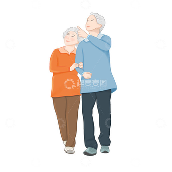 源文件下载【趣麦麦图】手绘老爷爷老奶奶