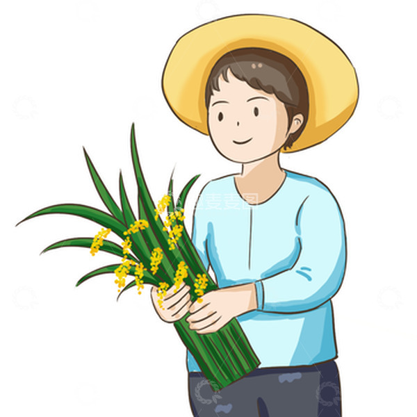 源文件下载【趣麦麦图】秋收秋分丰收农民稻谷手绘