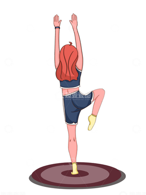 源文件下载【趣麦麦图】红头发女孩健身操运动手绘元素