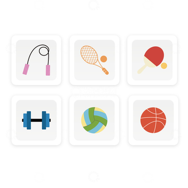 源文件下载【趣麦麦图】彩色卡通健身图标手绘图