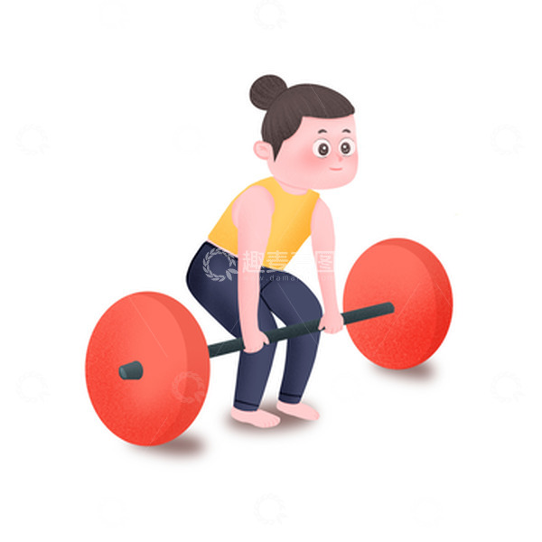源文件下载【趣麦麦图】手绘卡通女孩硬拉运动撸铁