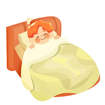 橙色手绘卡通儿童睡觉图床儿童