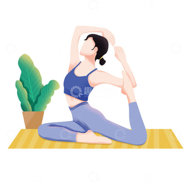 源文件下载【趣麦麦图】-简约扁平风手绘女生健身瑜伽运动元素
