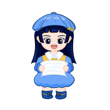 拿着纸张的小女孩