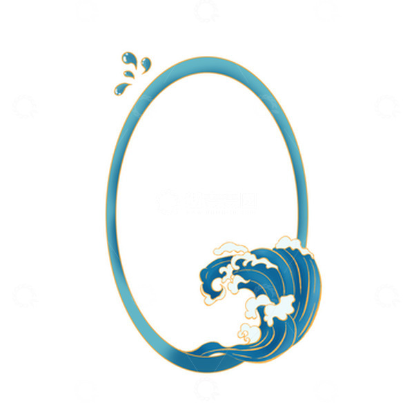 源文件下载【趣麦麦图】-国风海浪边框手绘元素