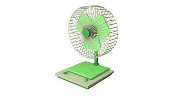 电风扇元素绿色夏季c4d卡通