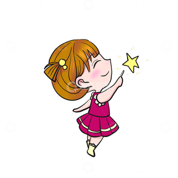 源文件下载【趣麦麦图】卡通小女孩摘星星手绘元素