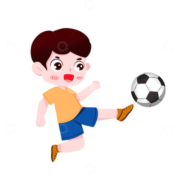 源文件下载【趣麦麦图】卡通手绘男孩踢足球射门免抠元素