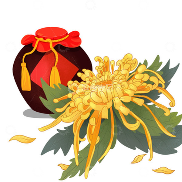 源文件下载【趣麦麦图】手绘重阳节菊花美酒