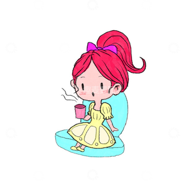 源文件下载【趣麦麦图】可爱小女孩喝水