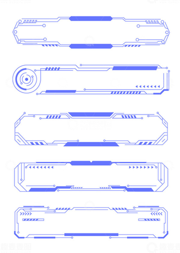 源文件下载【趣麦麦图】科技线条几何机械线条装饰标题文本边框