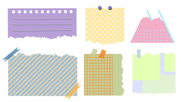 彩色系撕纸效果文艺清新条纹波点手账便利贴