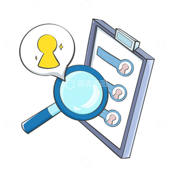 源文件下载【趣麦麦图】蓝色招聘放大镜人物扁平卡通手绘图