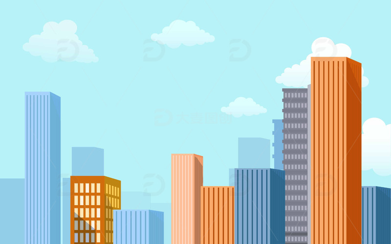 源文件下载【趣麦麦图】城市线条几何立体建筑背景