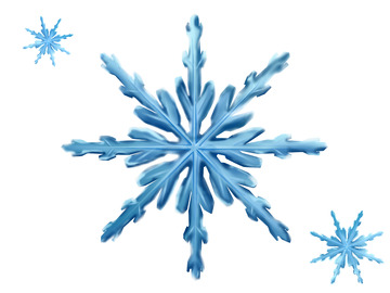 蓝色冰晶雪花插画元素