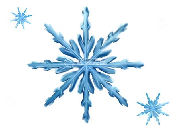 源文件下载【趣麦麦图】蓝色冰晶雪花插画元素