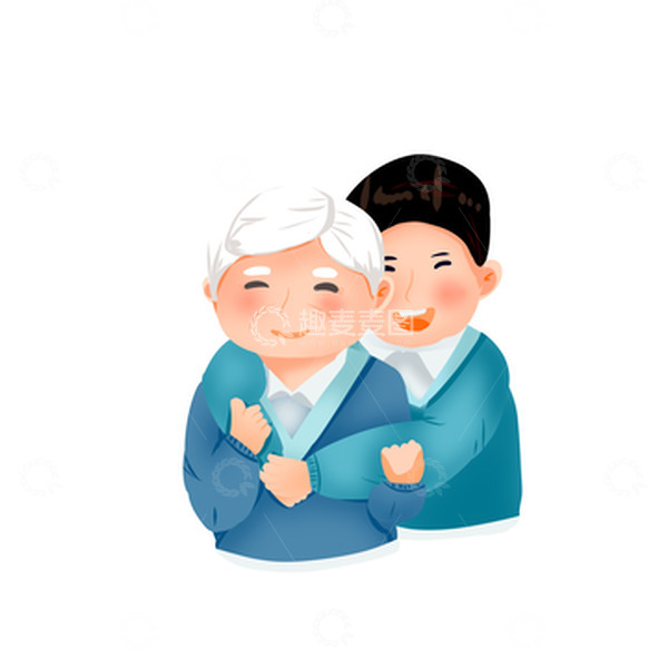 源文件下载【趣麦麦图】手绘重阳节孝敬老人装饰元素