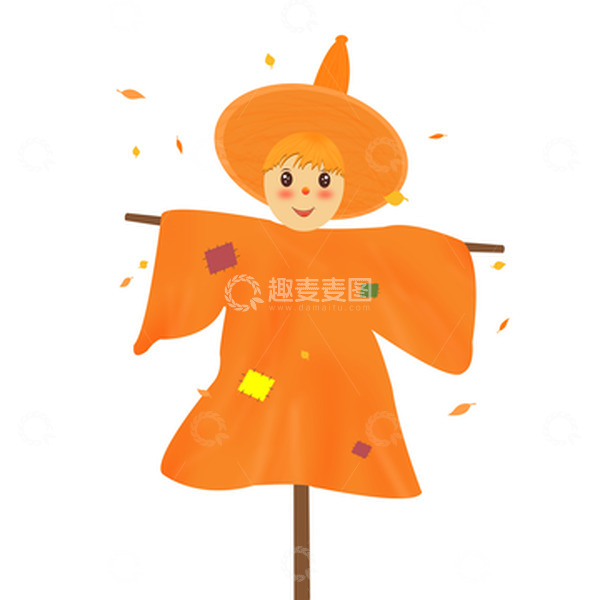 源文件下载【趣麦麦图】手绘简约卡通稻草人