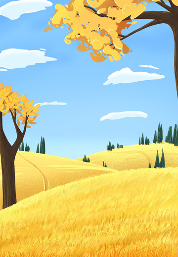 秋天收获的麦田