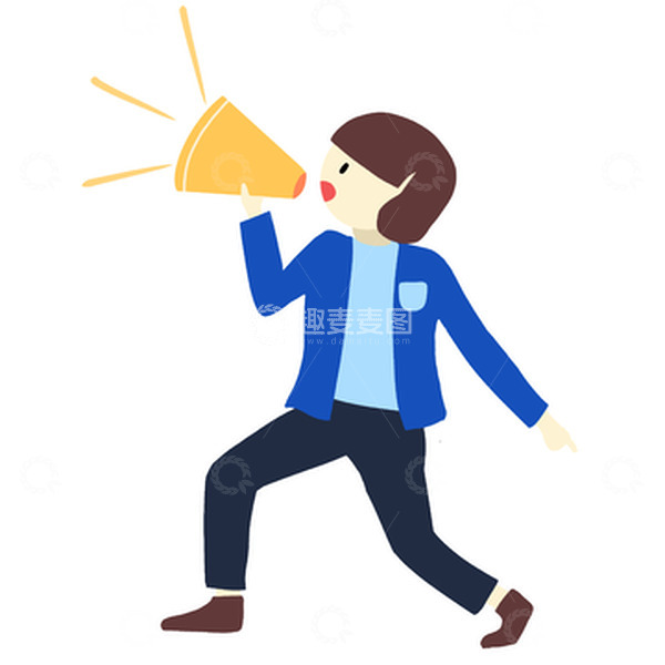 源文件下载【趣麦麦图】扁平插画招聘人物女人职业装举喇叭