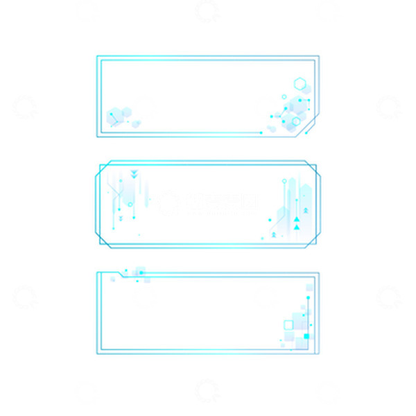 源文件下载【趣麦麦图】-蓝色科技方块几何碎片背景框边框