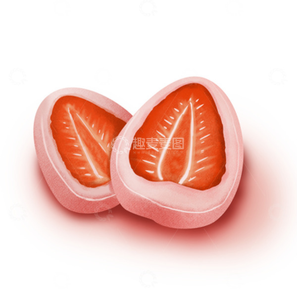 源文件下载【趣麦麦图】草莓大福插画