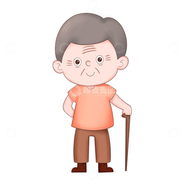 源文件下载【趣麦麦图】-重阳节拿着拐杖的老人形象免抠元素