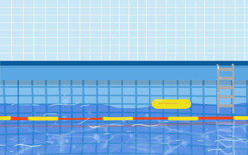蓝色室内游泳池游泳馆健身娱乐