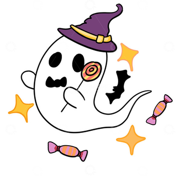 源文件下载【趣麦麦图】小幽灵手绘插画元素